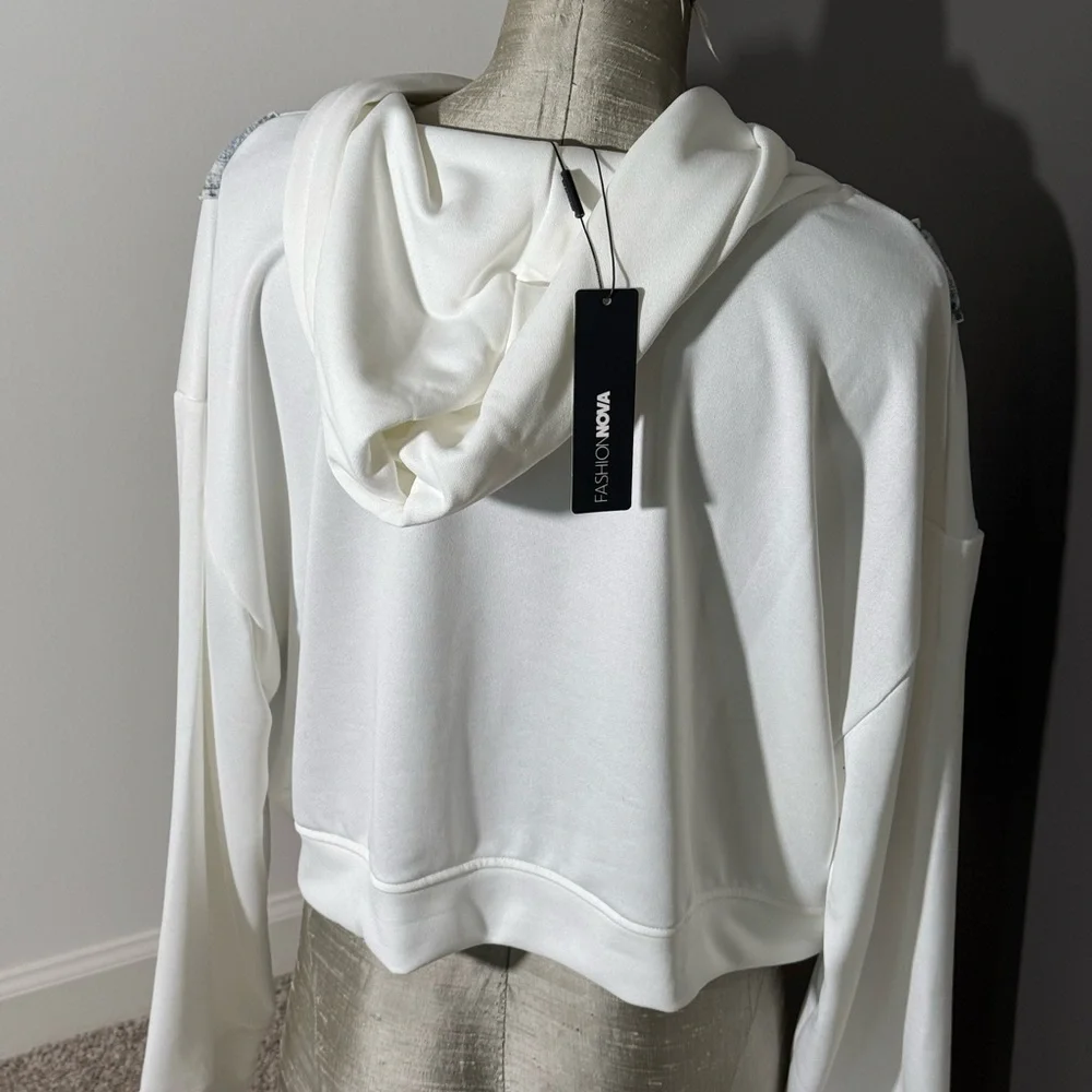 Fashionova Curve denim cropped hoodie size 2Xl - Picture 4 of 6